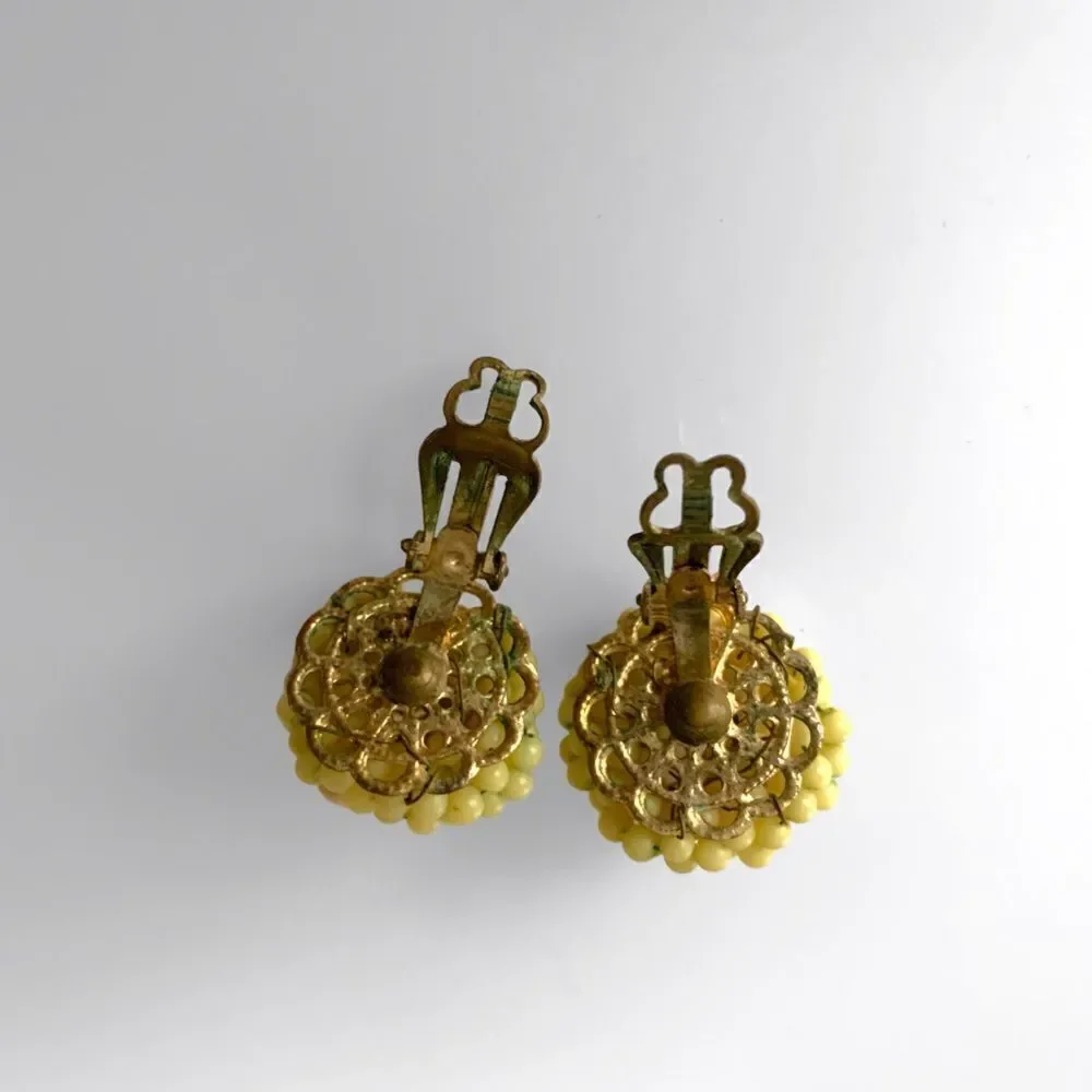 Vintage Cluster Bead Flower Earrings